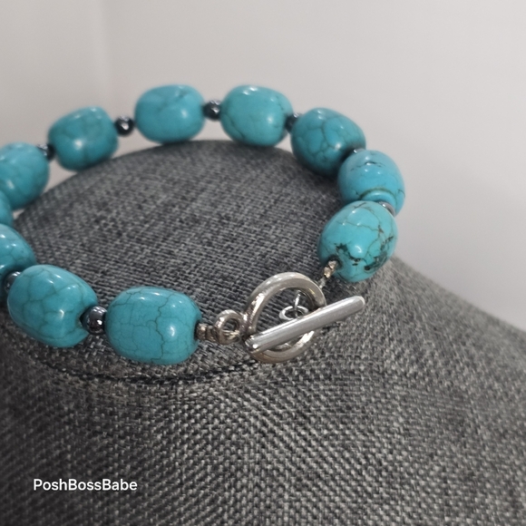 Turquoise and hematite bracelet - Picture 6 of 6